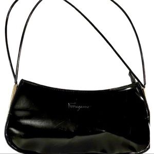 FERRAGAMO constructed style RTF  Black  Handbag VINTAGE 90s
